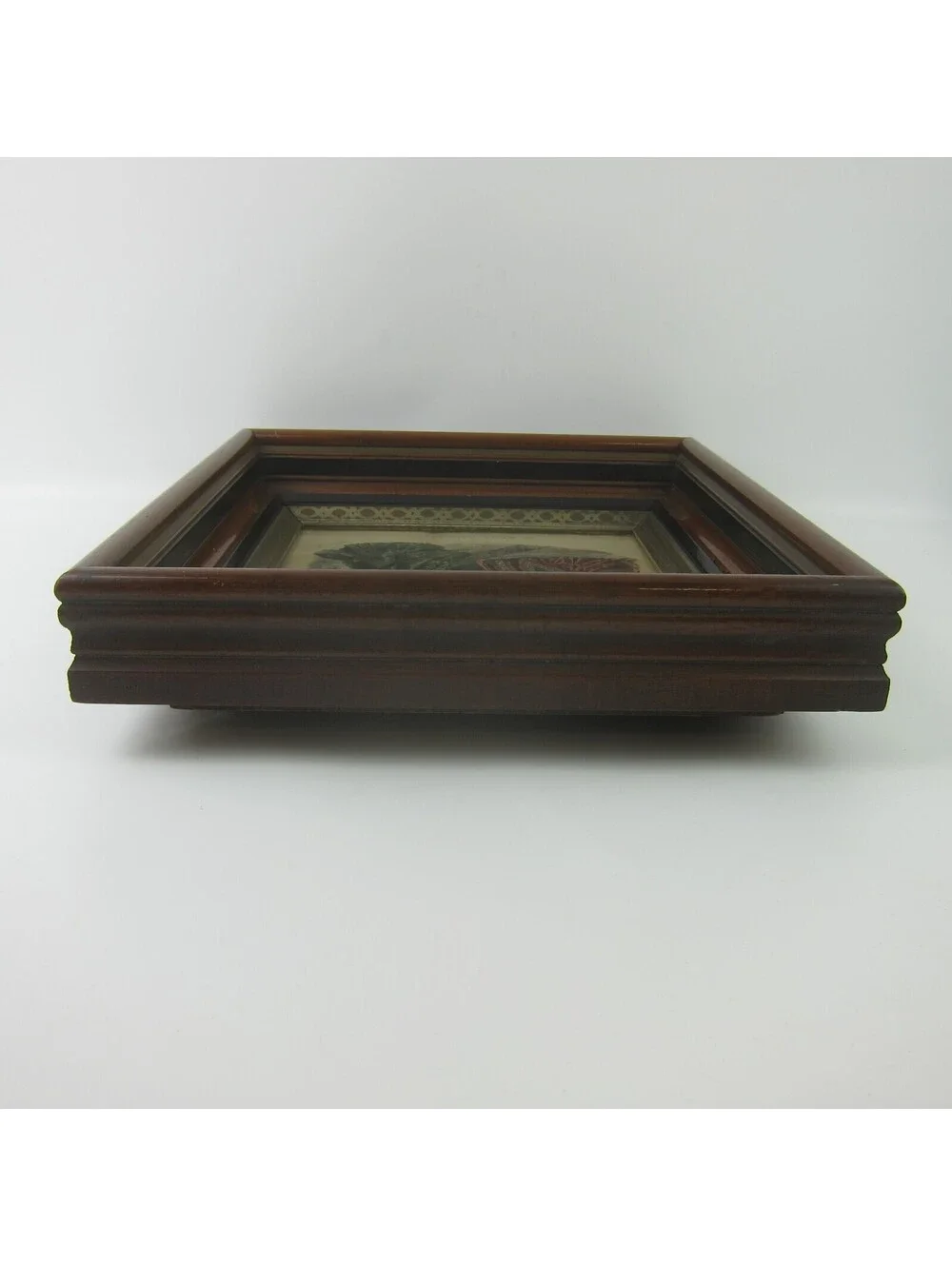 Antique Victorian Deep Picture Frame Wood Gilt La Mode Paris Print in Glass 16